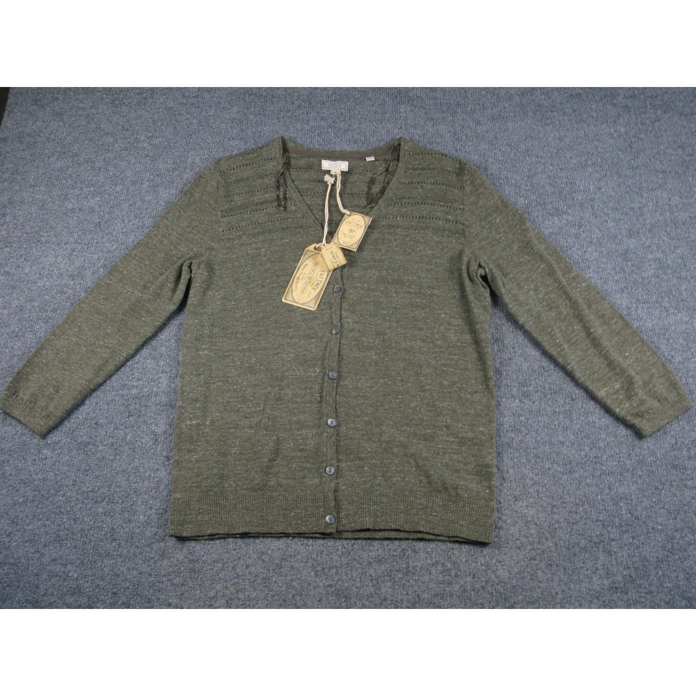 Fat Face Women's Green Knit Cardigan Sweater Long Sleeve V‎ Neck NWT #1962